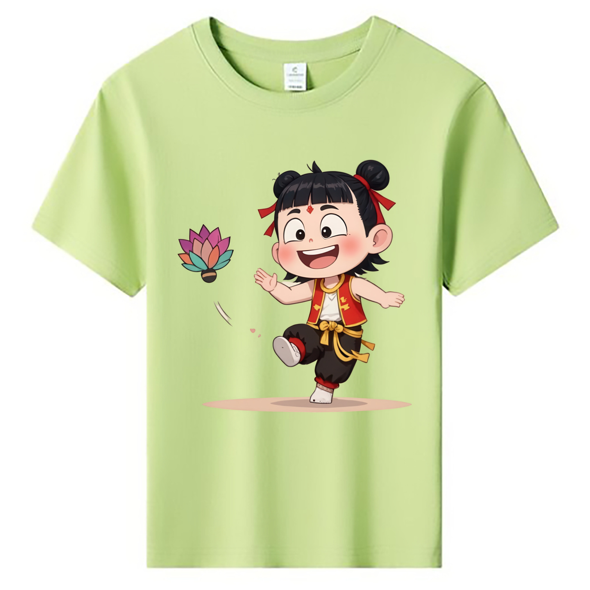 （画像用） Ne Zha 2 ナタ 魔童の大暴れ 綿100％キッズTシャツ（フロントプリント）